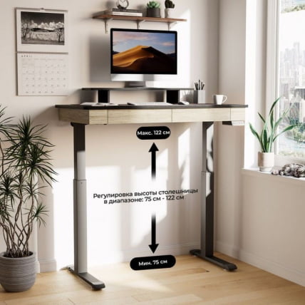 Стол для компьютера c электрической регулировкой по высоте и 2 ящиками EUREKA ERK-ED-I47-OG_9