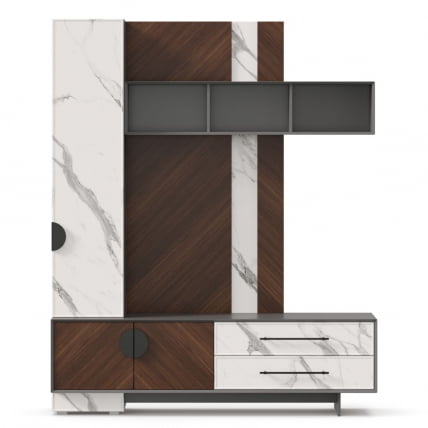 Тумба ТВ комбинированная Вилена ЛД 138.130.000 Оникс Серый/Орех/Монте белый_4