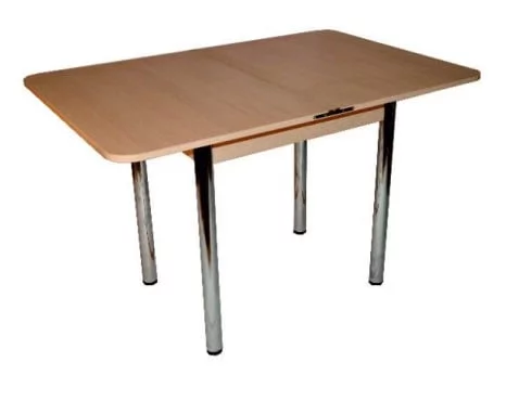 Стол обеденный Ломберный с ящ ХРОМ ЛДСП дуб выбеленный_0