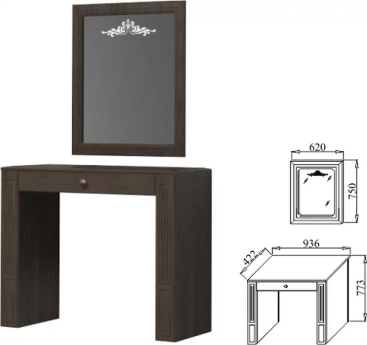 Стол туалетный Ева-11 04 Шоколад Венге_1