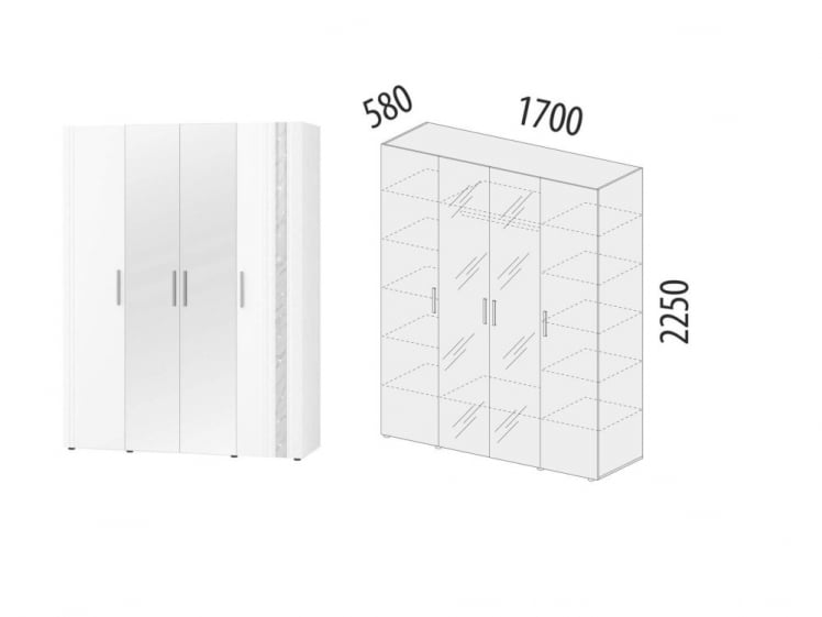 Шкаф четырехдверный с зеркалом Николь 901.14_3