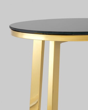 Журнальный стол АЛЬБА 50x50 Золото (стекло черное)_5