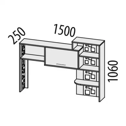 Стол компьютерный с надстройкой Мегаполис 55.24 55.25 Сосна Астрид_4