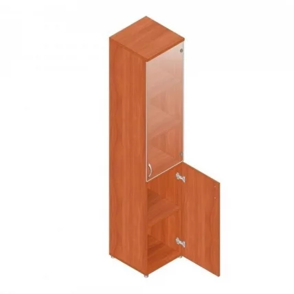 Шкаф для документов узкий с прозрачными стеклами Р.П-2СБ вишня Оксфорд_0