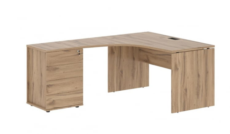 Стол эргономичный с тумбой левый EDIS EDCET 1518 L Дуб Денвер светлый Черный_0