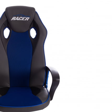 Кресло RACER кож/зам/ткань, металлик/синий, 36/10_5