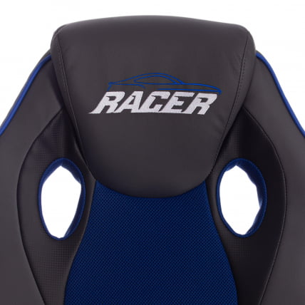 Кресло RACER кож/зам/ткань, металлик/синий, 36/10_7