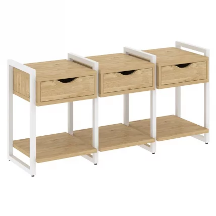 Тумба на регулируемых опорах наборная. Вариант №4 LOFT VR.L-TN-4.O Металл белый Тиквуд светлый_0