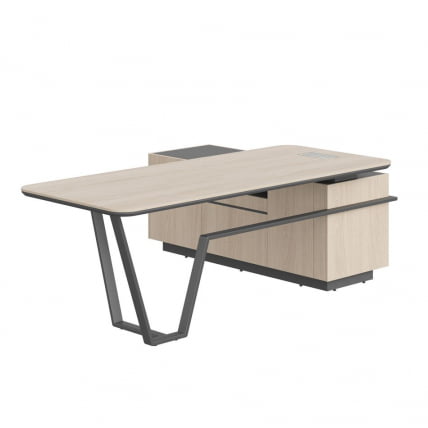 Стол руководителя левый Line СФ-571202.1 Дуб светлый Черный графит_1