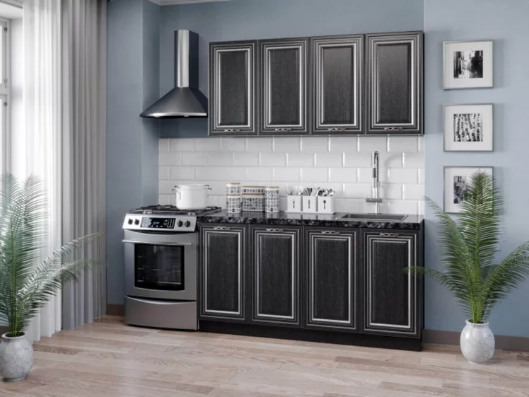 Кухонный гарнитур 2200 Италия №04 Черный Дуб темный_0