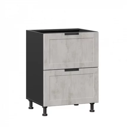 Тумба кухонная 600 с 2 ящиками ЛЮКС (4) Джамис ЛД 296.900.000.079 Черный Белый камень_0