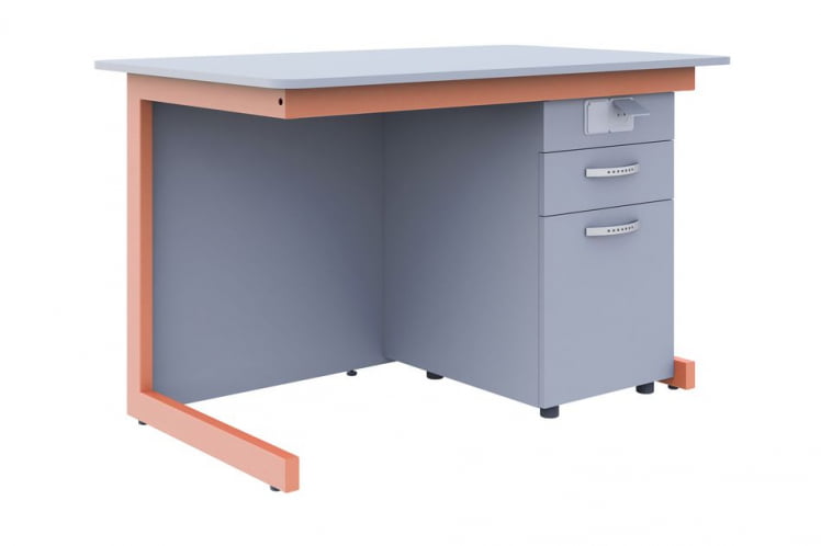 Стол преподавателя для кабинета физики/ химии/ биологии Оранжевый/Серый_0