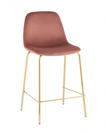 Стул полубарный Валенсия SN велюр Розовый золотые ножки_0