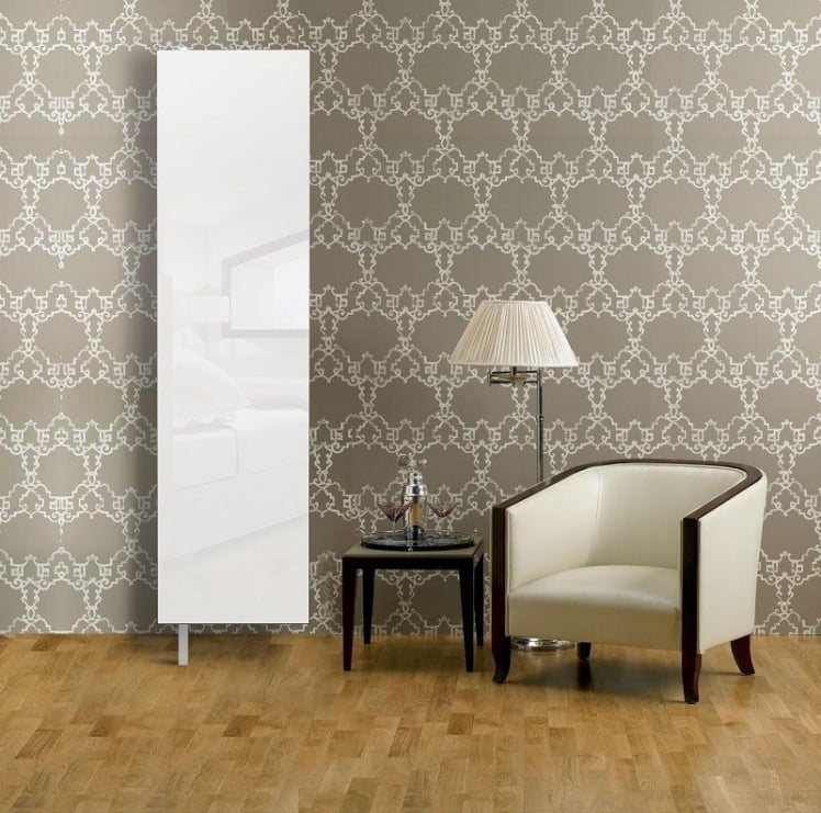 Поворотный шкаф в белом глянцевом стекле Драйв Шелф (левый) Беленый дуб_2