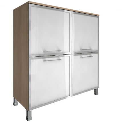 Шкаф четырехсекционный со стеклом в раме YALTA LT-SD1.2R black Снежная Платина_0