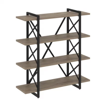 Стеллаж на регулируемых опорах - 4 полки LOFT VR.L-MST.O-4.8V Металл черный Тиквуд темный_0
