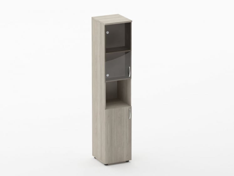 Шкаф высокий со стеклом и нишей Glassy 6.19.14Л Дуб сантана светлый_0