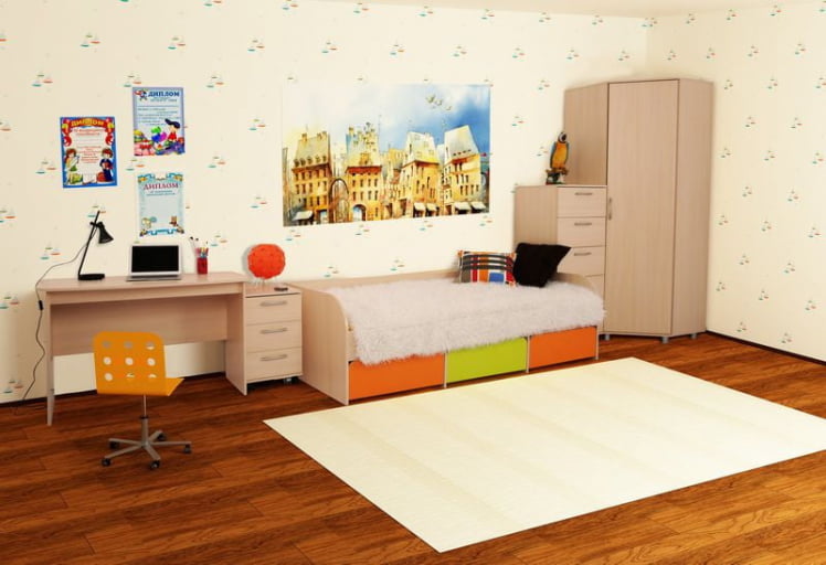 Комплект детской мебели Сити К8 Дуб Млечный_0