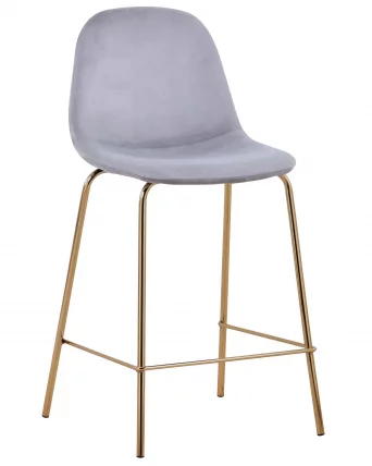 Стул полубарный Валенсия велюр Серый золотые ножки_1