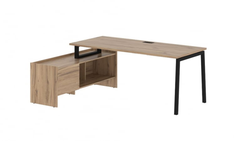 Стол с тумбой EDIS ELCT 19814 Дуб Денвер светлый Черный_0