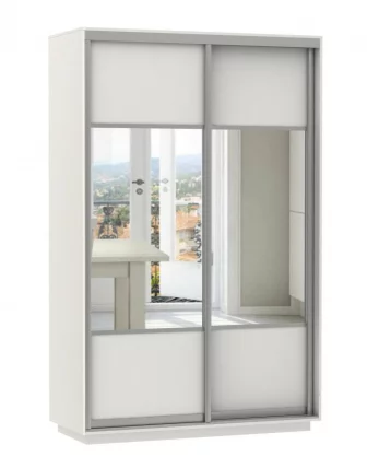 Шкаф-купе двухдверный Экспресс Дуо Комби 1400х2400h Белый снег_0