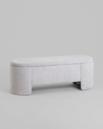 Банкетка Taks с местом для хранения букле светло-серый_0