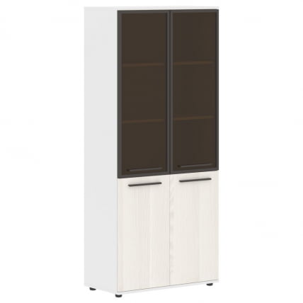 Шкаф комбинированный  с дверьми в металлической раме EDIS EHCS 85.7 Ясень Траун Мокко Белый_0