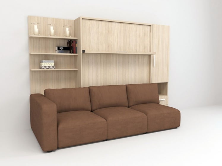 Шкаф-диван-кровать Смарт 1 левый 3-в-1 1400 Дуб молочный_0