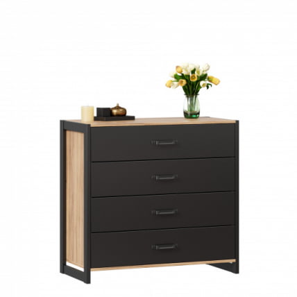 Комод с 4 ящиками Техно ЛД 678.110.000 Дуб Золотой Черный_2