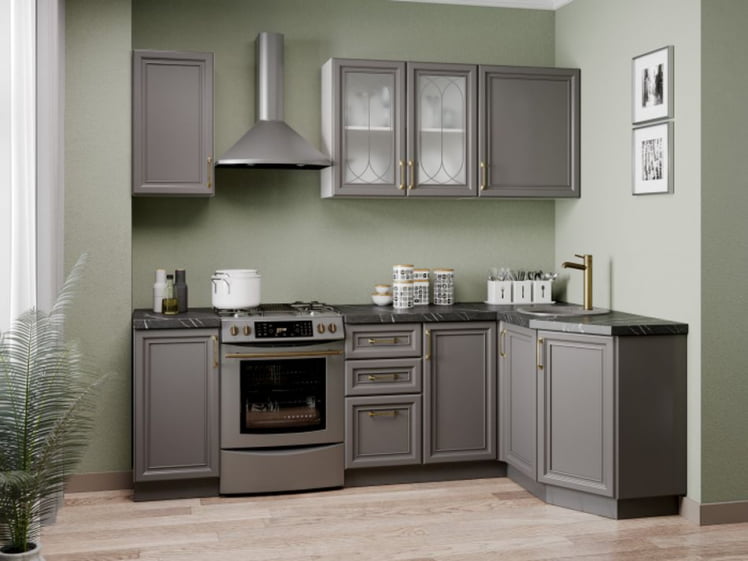 Шкаф кухонный окончание 350 Джелатто ЛД 241.690.000.118 Белый Оникс серый_2