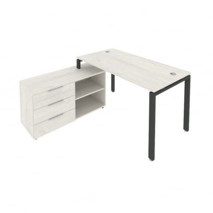 Рабочая станция на П-образном м/к с опорной тумбой левая Metal System Б.РС-СТС-2.3 Л Наварра/Антрацит_0