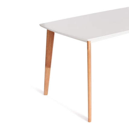 Стол обеденный раскладной Claire столешница МДФ, опоры дерево гевея, белый / натуральное дерево, 110+30 x 75 x 75см_13