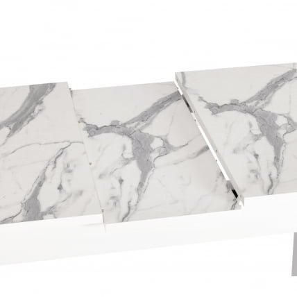 Стол АЛИГЕРЙ ЛДСП/ХПЛ/опора-массив березы , 130 х 75+30 х 75 см, Мрамор светлый/белый / ALIGERY ЛДСП/HPL/опора-массив_8