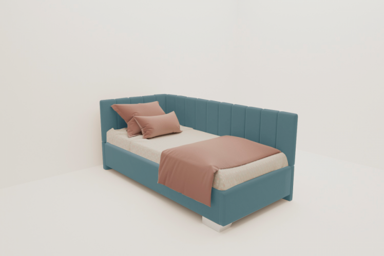 ДЕТСКАЯ МЯГКАЯ ИНТЕРЬЕРНАЯ КРОВАТЬ ТЕРРА БЕЗ ОСНОВАНИЯ (BERHOUSE) Материал фасада: Металл/Велюр; Спальное место: 1200х1900; Цвет: Голубой_0