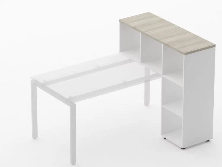 Стеллаж к столу Deka 9.08.12 Дуб Сантана светлый/Белый_1