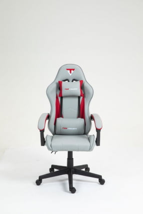 Кресло спортивное TopChairs Phantom ткань серо-красный_1