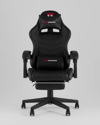 Кресло спортивное TopChairs Prophet с оттоманкой черный_1