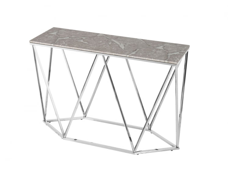 Консоль Авалон 122*41 серый мрамор сталь Серебро_0