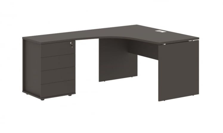 Стол эргономичный с тумбой левый EDIS EDCET 1318 L Мокко Белый_0