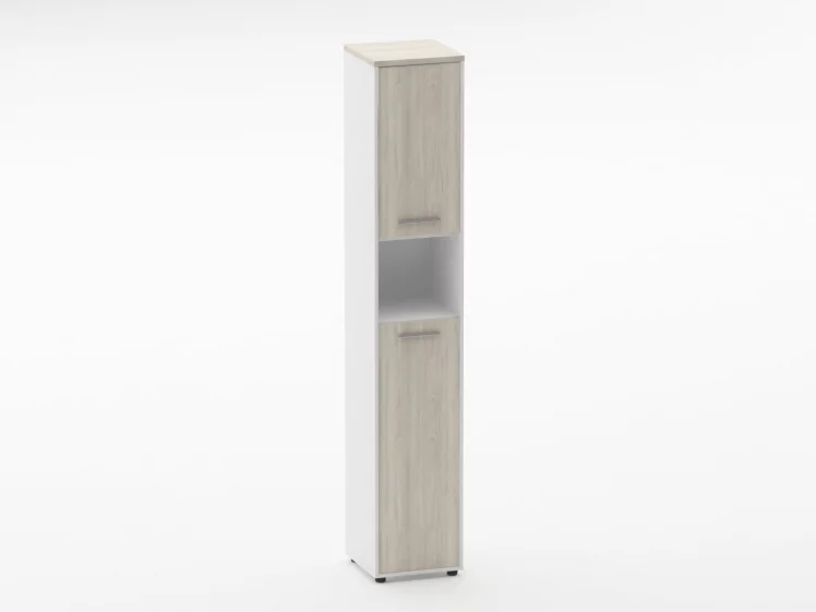 Шкаф 5 узкий закрытый, с нишей Deka 10.23.14Пр Дуб Сантана светлый/Белый_0