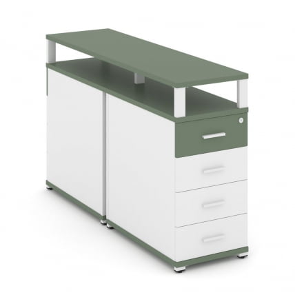 Тумба двухсторонняя опорная приставная с 4-мя ящиками и надставкой CONCEPT CN.DTGO-003 B/W Кобо Белый бриллиант Белый_0