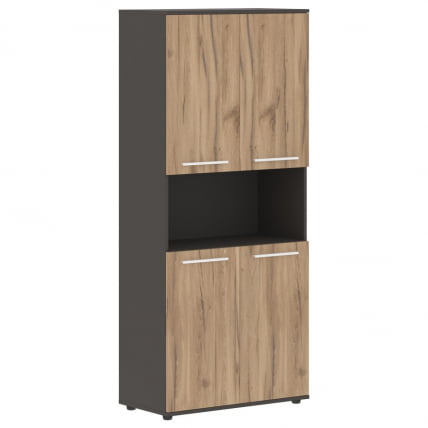 Шкаф с двумя комплектами глухих малых дверей EDIS EHCS 85.4 Дуб Денвер светлый Белый Мокко_0