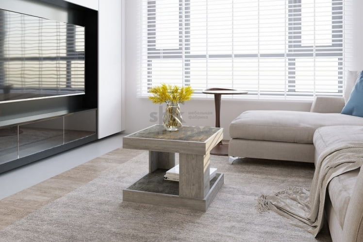 Стол журнальный, Лайт (602*602*450) Риббек серый, 60602 _1