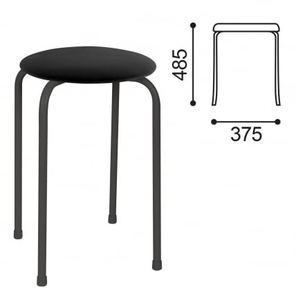 Табурет РС01-Т011В кожзам Черный_0