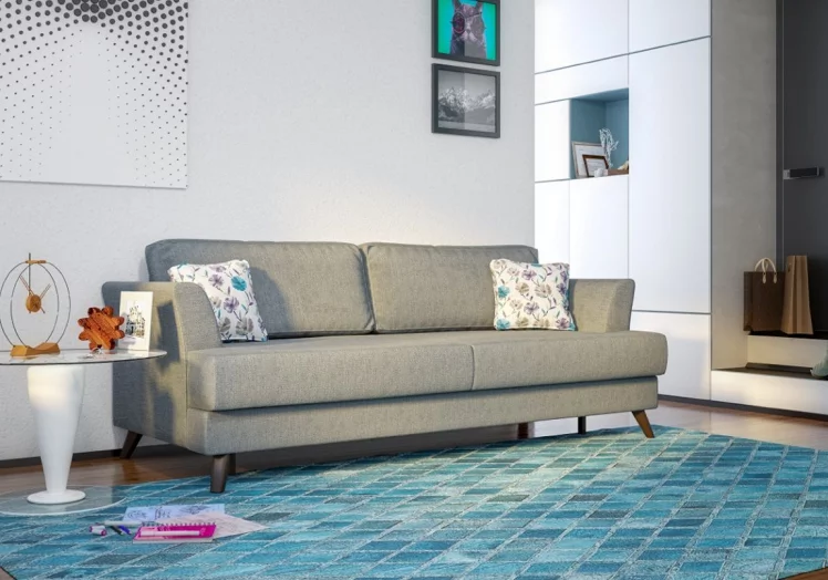 Диван-кровать Дамаск ТД 212. Лаундж 13 Серый/ Фибра 2385/2 Вьюнки_1