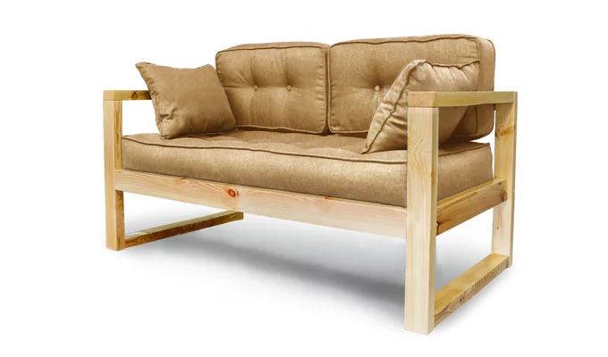Диван двухместный DEmoku Д-2 бежевый-темный дуб_1