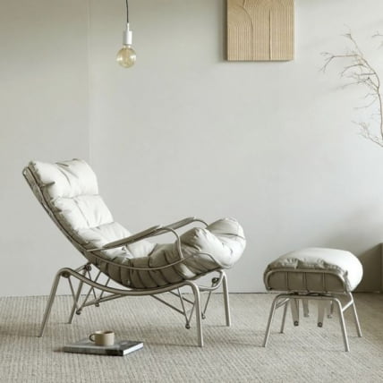 Кресло-качалка Liam с пуфом, серое_3