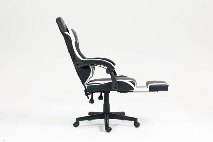 Кресло спортивное TopChairs Prophet с оттоманкой черно-белый_6