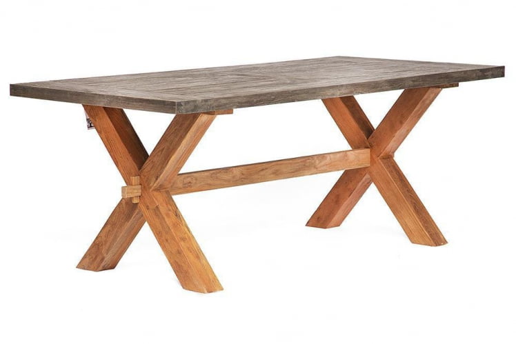 Стол обеденный Secret De Maison Kalido дерево тик, 200х100х78см, серый/натуральный_0