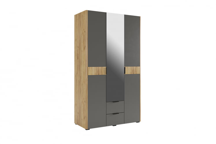 Шкаф трехдверный (зеркало) Адам MSA-05 дуб крафт золотой/графит_0